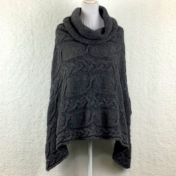 Jigsaw Roll Neck Cable Knit Poncho - Picture 4 of 10